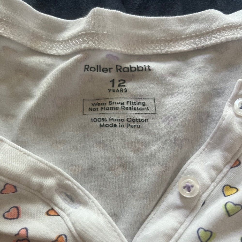 Roller rabbit disco heart long sleeve pjs size 12!